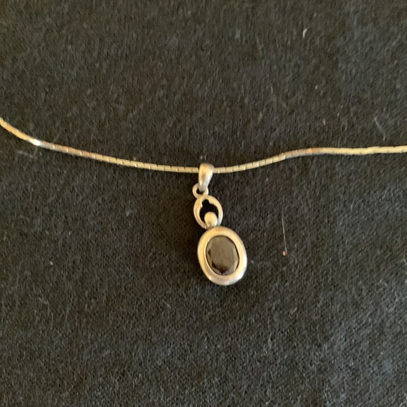 Long silver color necklace, earring set with ruby color stones. Make an offer. - Picture 3 of 8